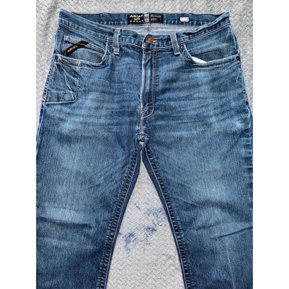 Ariat Mens M4 Rebar Relaxed Boot Jeans Blue Denim Dark Wash Size 36 - Picture 2 of 5